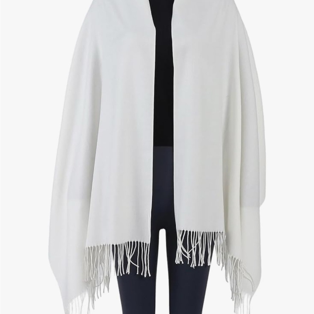 Elegant White Fringe Shawl